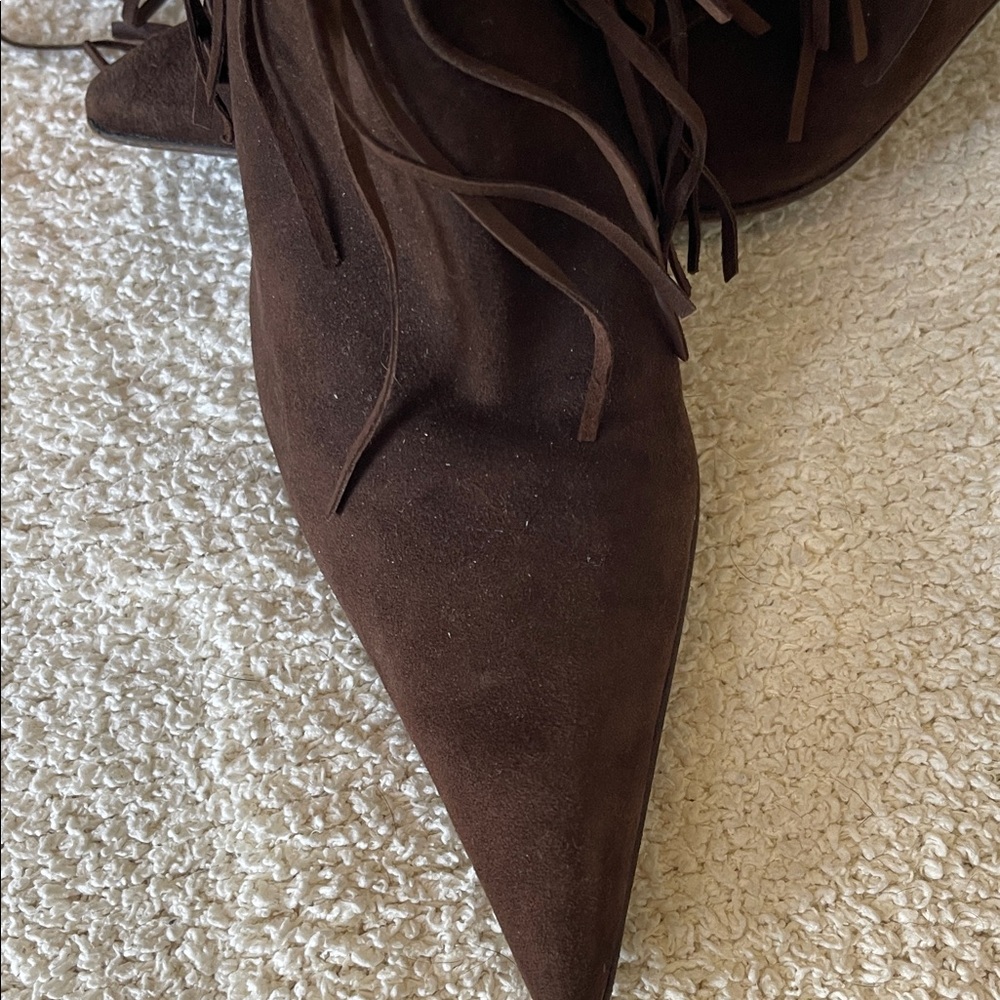 Gianmarco Lorenzi Dark Brown Fringe Heeled Boots - Picture 5 of 10